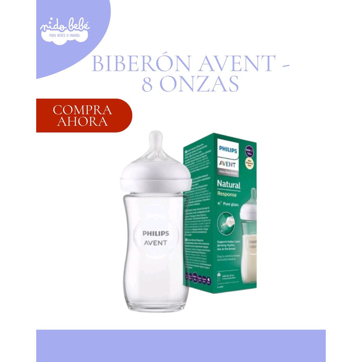 Biberon De Vidrio Avent Natural  8 ONZAS PARA NIÑOS, marca Baby - Foto Principal