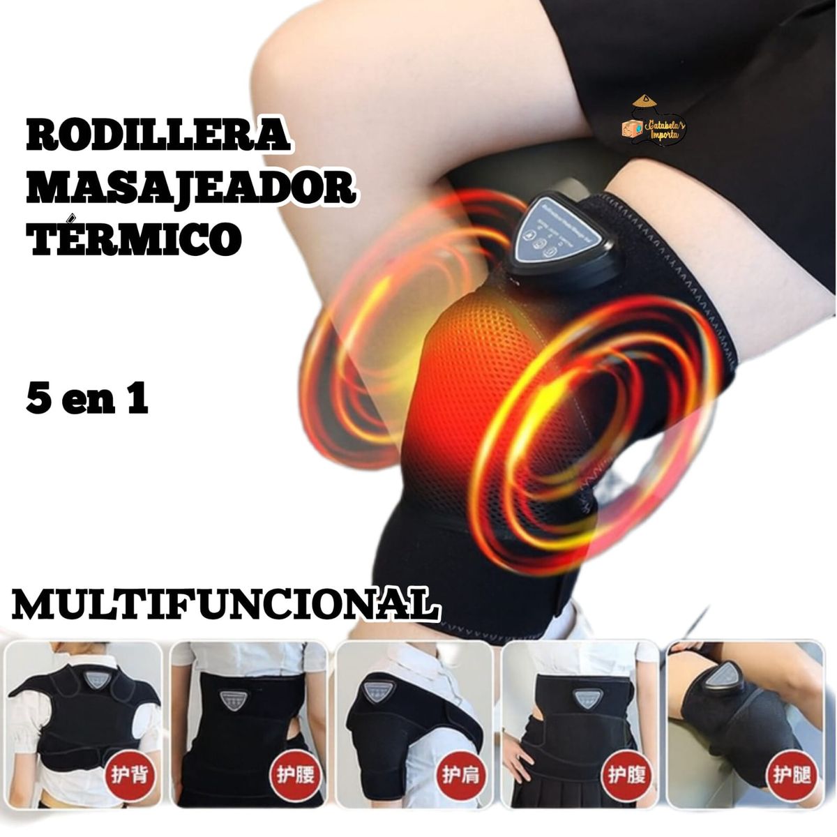 OEM - Masajeador De Rodilla Térmico Codo - Hombro - Espalda 5 en 1 VIBRACION - RECARGABLE