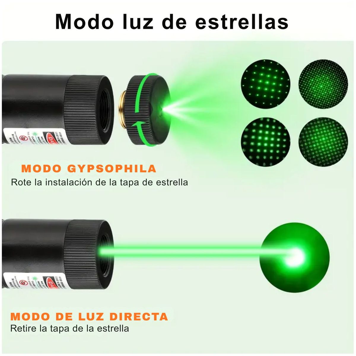OEM - Láser Verde Astronómico Recargable Enfoque Ajustable Alta Visibilidad 3 a 5 Km Señalización Nocturna