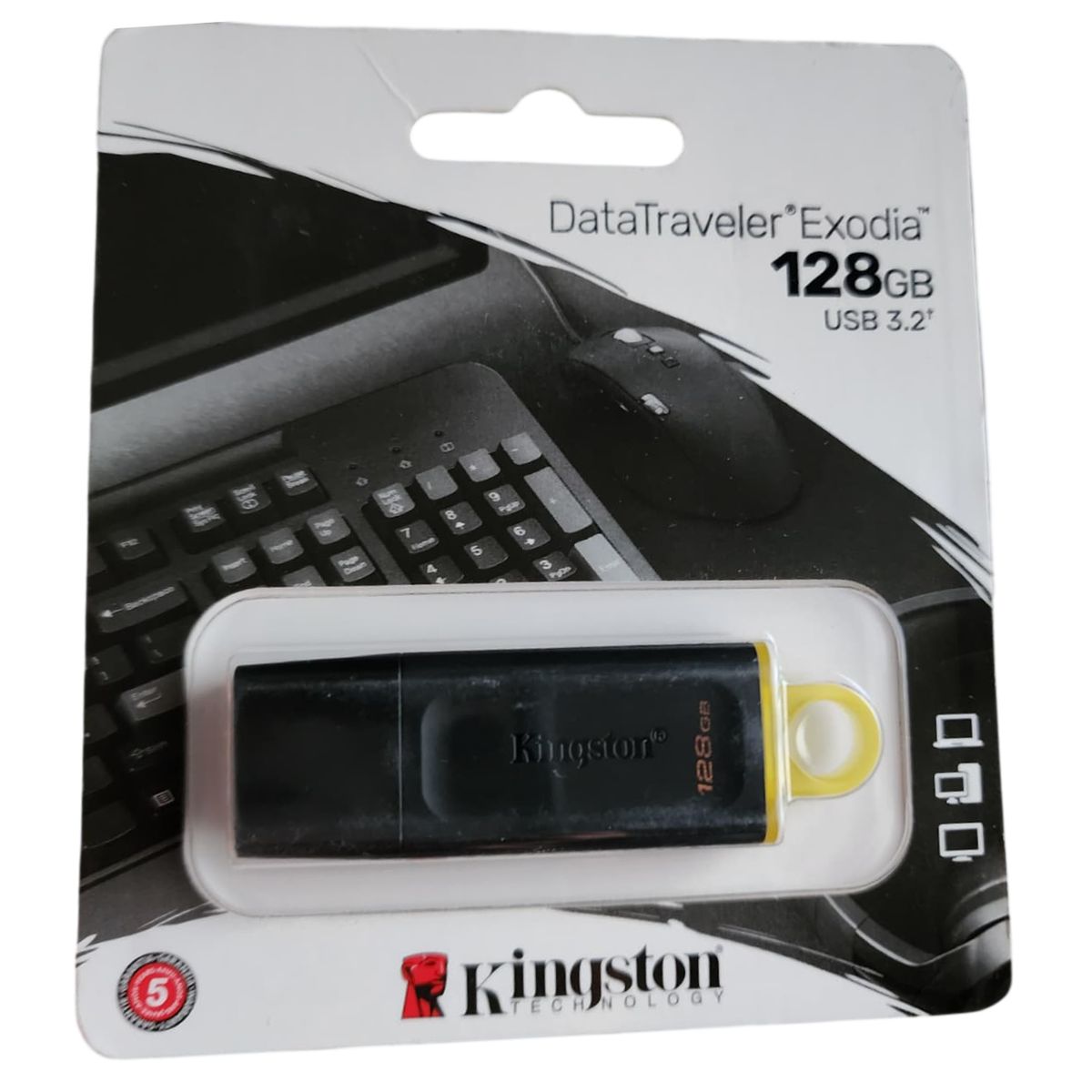 KINGSTON - MEMORIA USB 128GB KINGSTON NEGRO CON AMARILLO