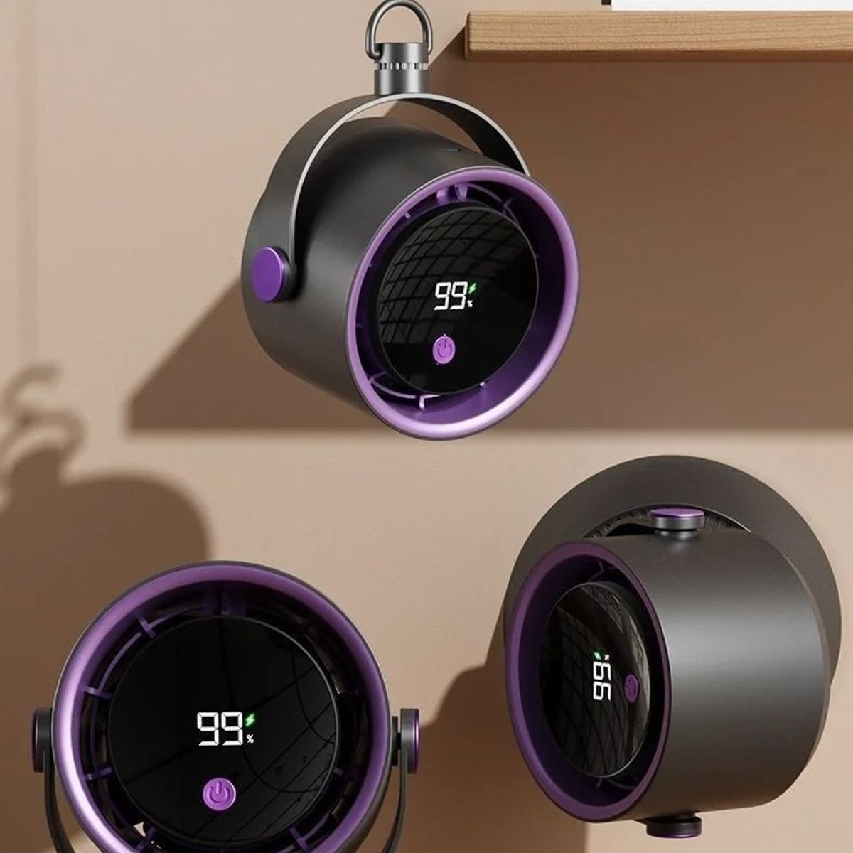 GENERICO - VENTILADOR 4 NIVELES RECARGABLE SILENCIOSO -NEGRO