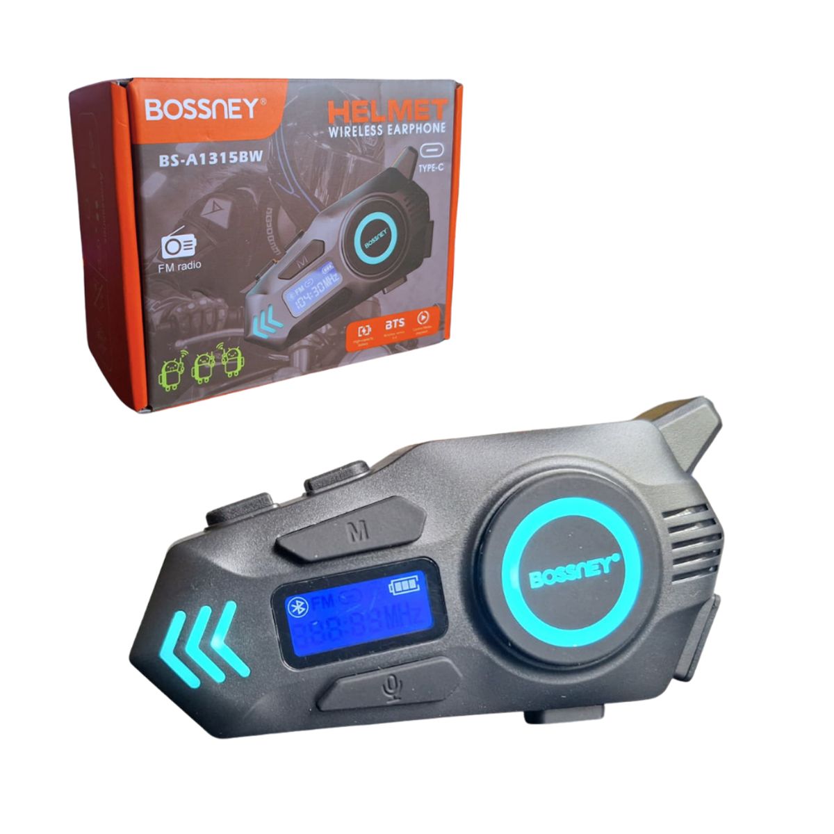 GENERICO - Auricular con Microfono Bluetooth para Casco Bossney Bs-A1315Bw