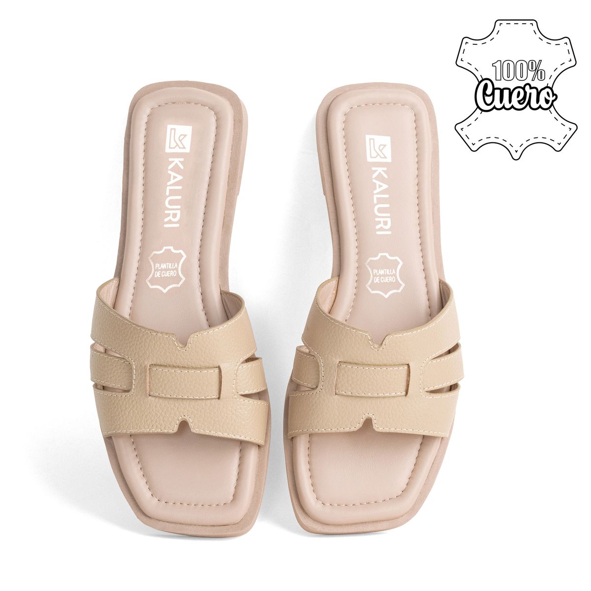 KALURI - Sandalia de Cuero - Carezza Beige