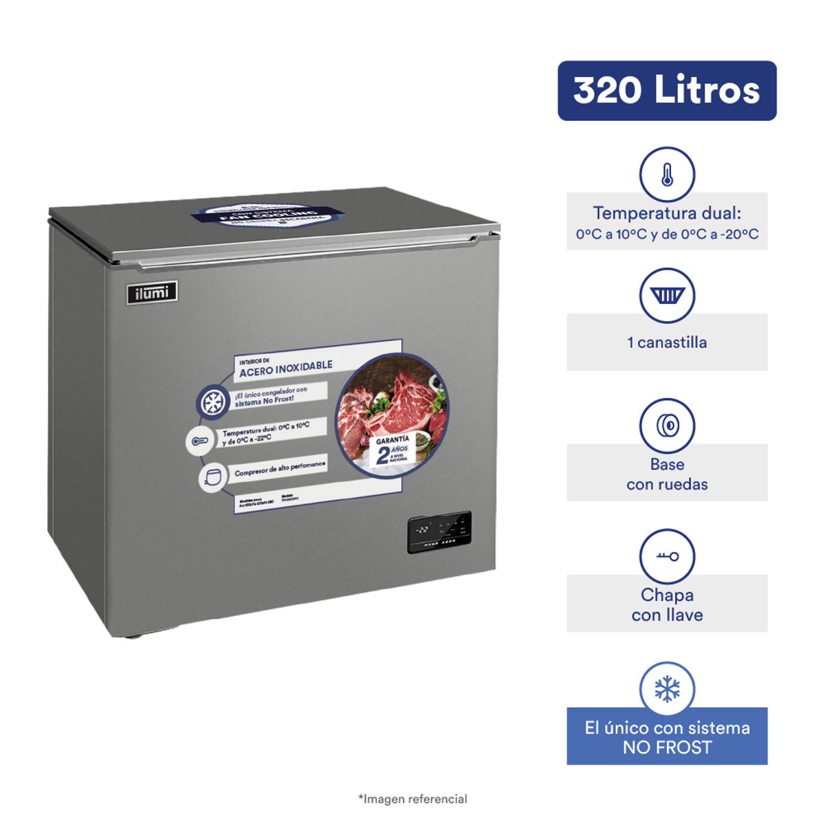 ILUMI - Congelador dual Fan cooling Ilumi 320 Litros