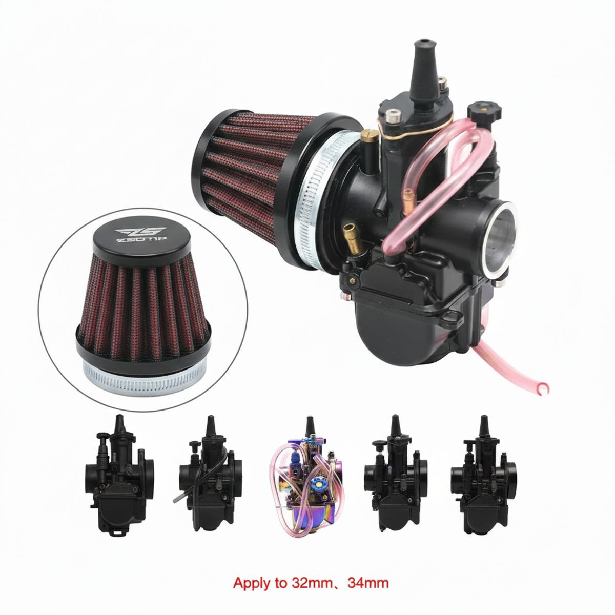 GENERICO - Filtro De Aire Deportivo Universal Motocicleta Color Negro 8Cm