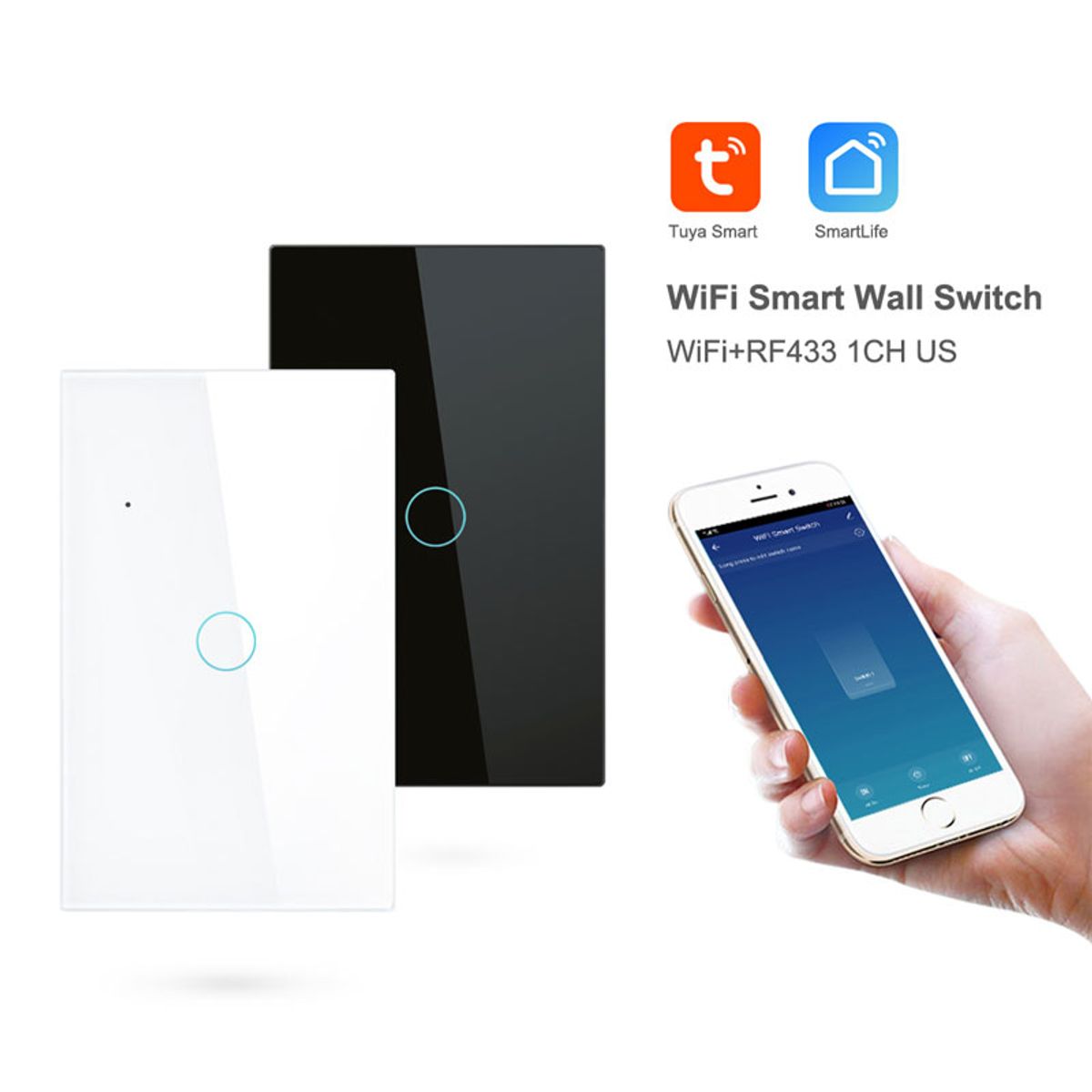 GENERICO - Interruptor Inteligente WiFi Simple 1 Botón Conmutable Blanco