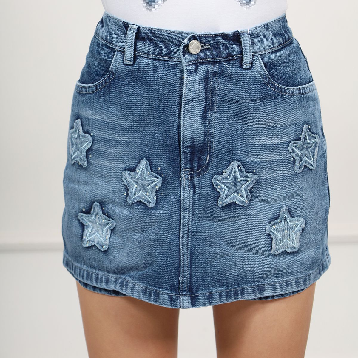 MINETTI KIDS - FALDA SHORT PATCH STAR JEAN DE NIÑA