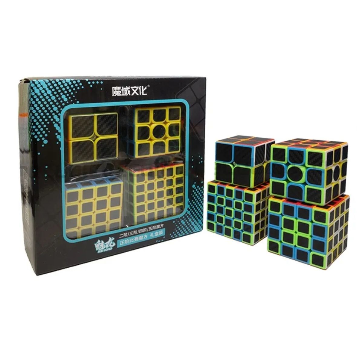 GENERICO - Set de 4 Cubos Rubik Carbón Moyu