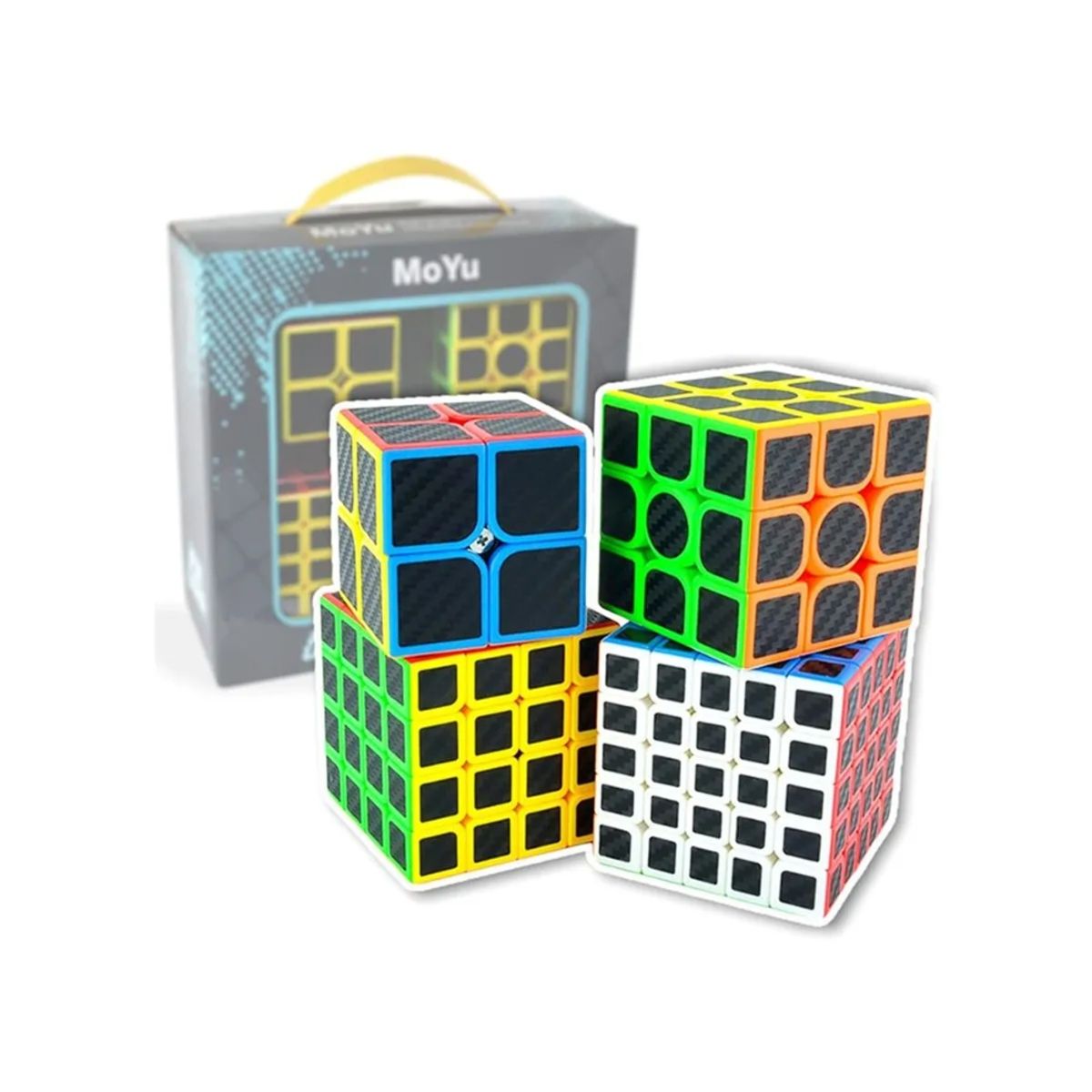 GENERICO - Set de 4 Cubos Rubik Carbón Moyu