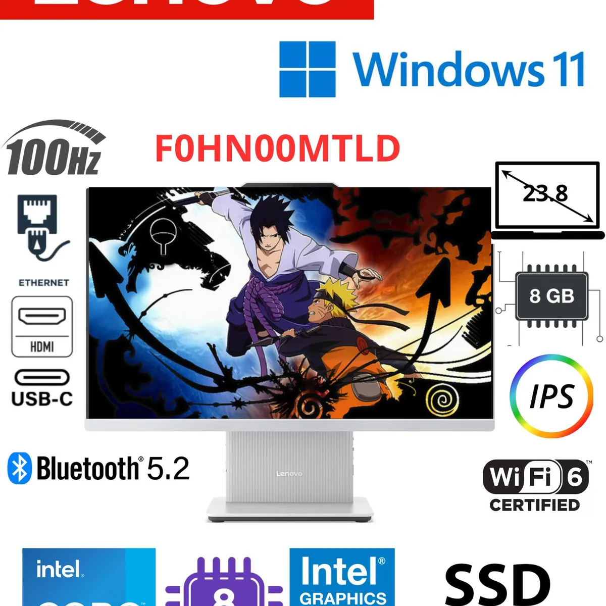 LENOVO - LAPTOP AIO LENOVO IDEACENTRE 24IRH9 I5-13420H  8GB    512GB - F0HN00MTLD
