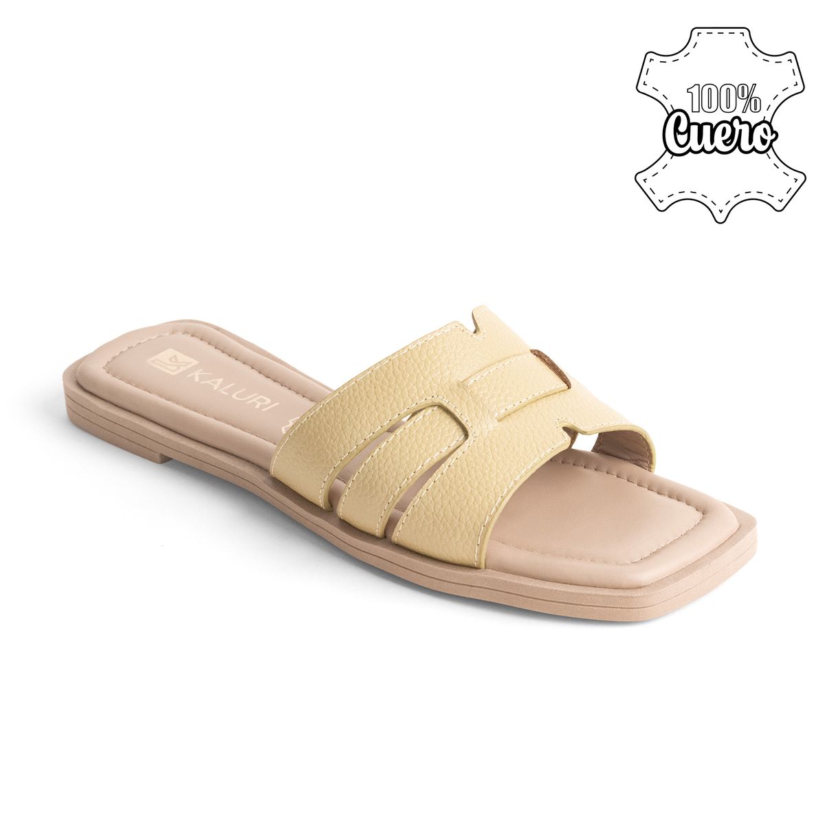 KALURI - Sandalia de Cuero - Carezza Mantequilla