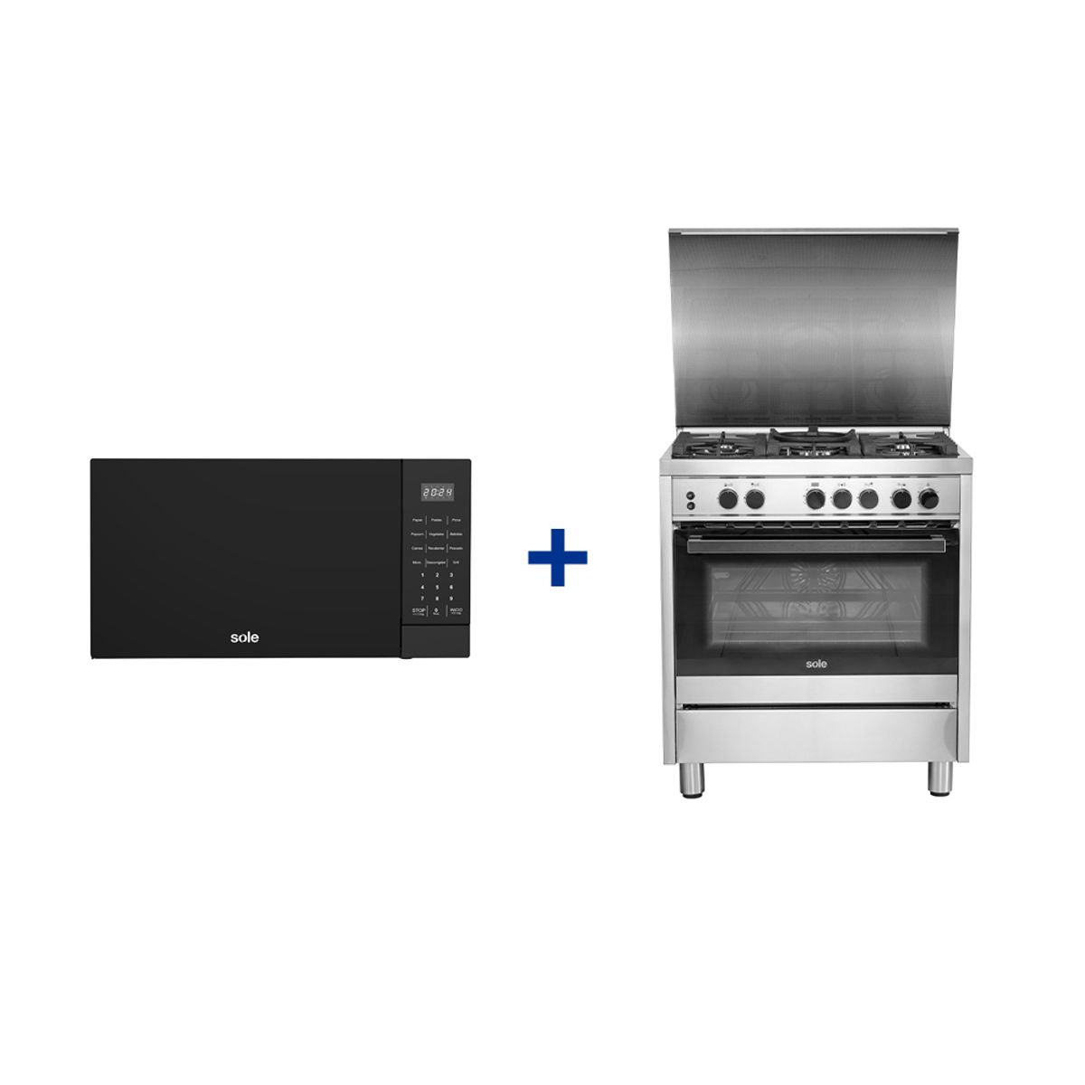 SOLE - Combo Cocina de pie Bali 5H + Microondas 3 En 1 Multifunciones 21L