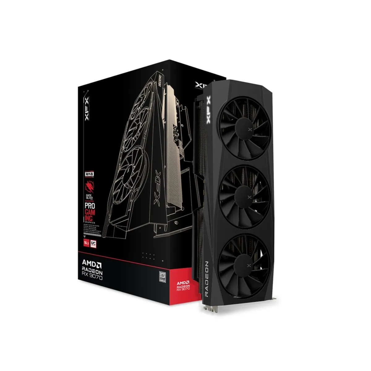 XFX - Tarjeta de Video XFX QuickSilver AMD Radeon RX9070 OC 16GB GDDR6 Gaming Edit PCIe 5.0