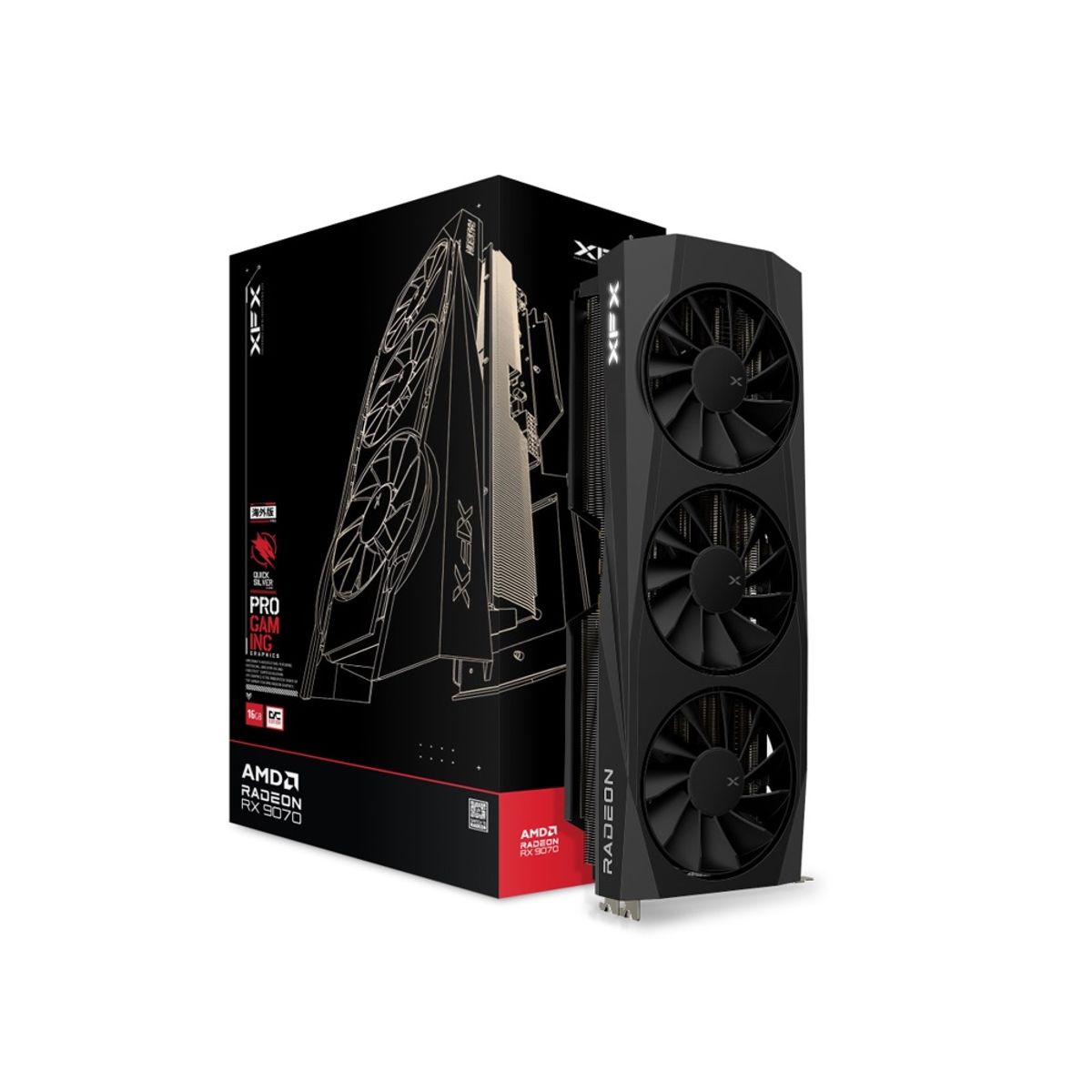 XFX - Tarjeta de Video XFX QuickSilver AMD Radeon RX9070 OC 16GB GDDR6 Gaming Edit PCIe 5.0