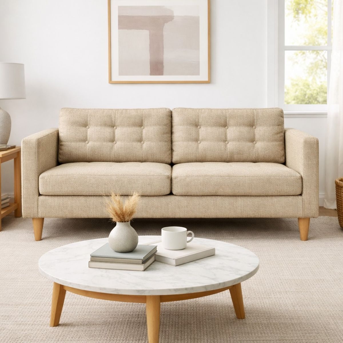 ARTSOFA - Sofá Dos Cuerpos Évora Beige Antifluido + Obsequio
