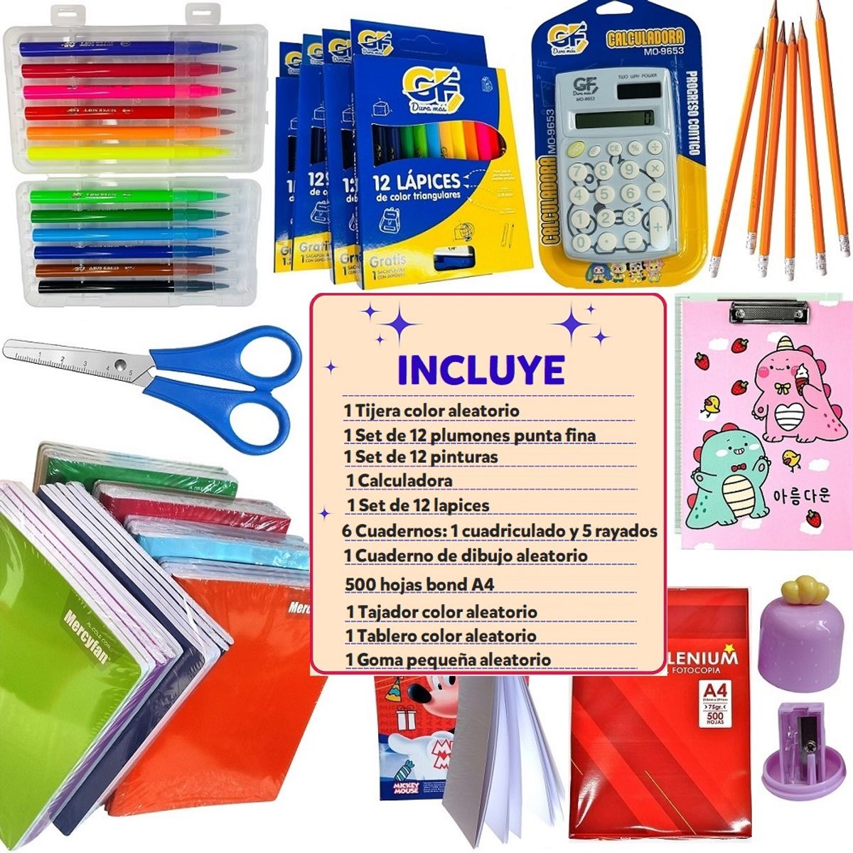 GENERICO - BOX 5 - Cuadernos lapices plumones tijeras pinturas y otros