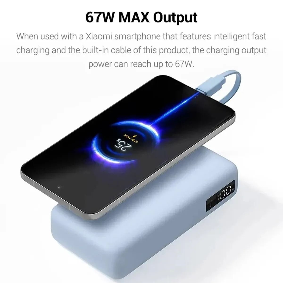 XIAOMI - Power Bank Xiaomi 67W 20000mha Cable Integrado Azul Hielo