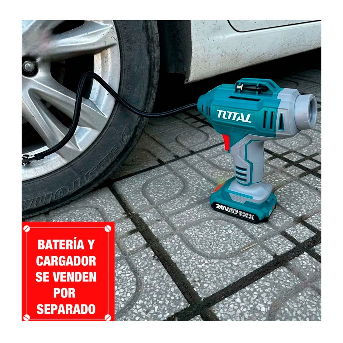 TOTAL TOOLS - INFLADOR COMPRESOR AIRE AUTOS INALÁMBRICO TACLI2018 TOTAL