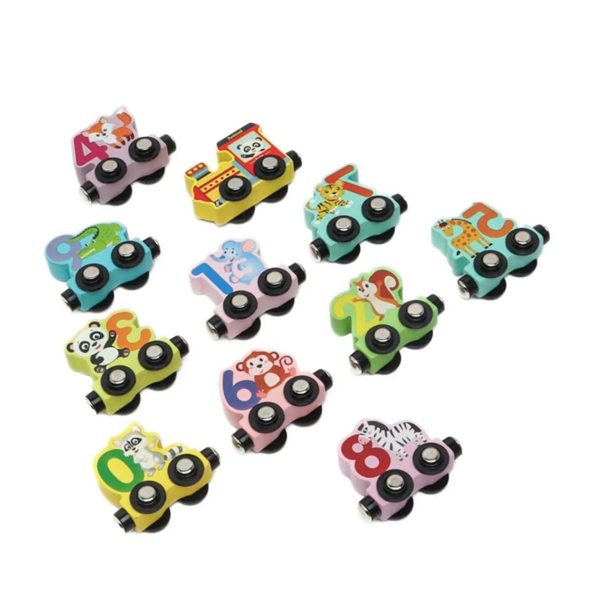 GENERICO - Tren Madera Dinosaurio Números Magnéticos Imantados