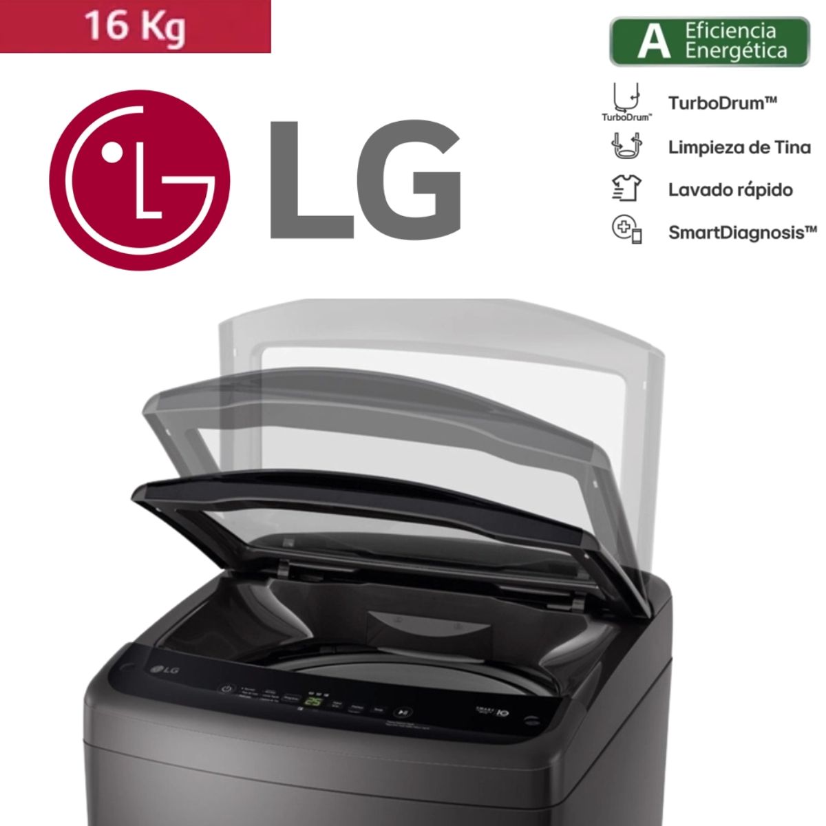 LG - LAVADORA LG 16KG CARGA SUPERIOR COLOR NEGRO MOD WT16OBVTB