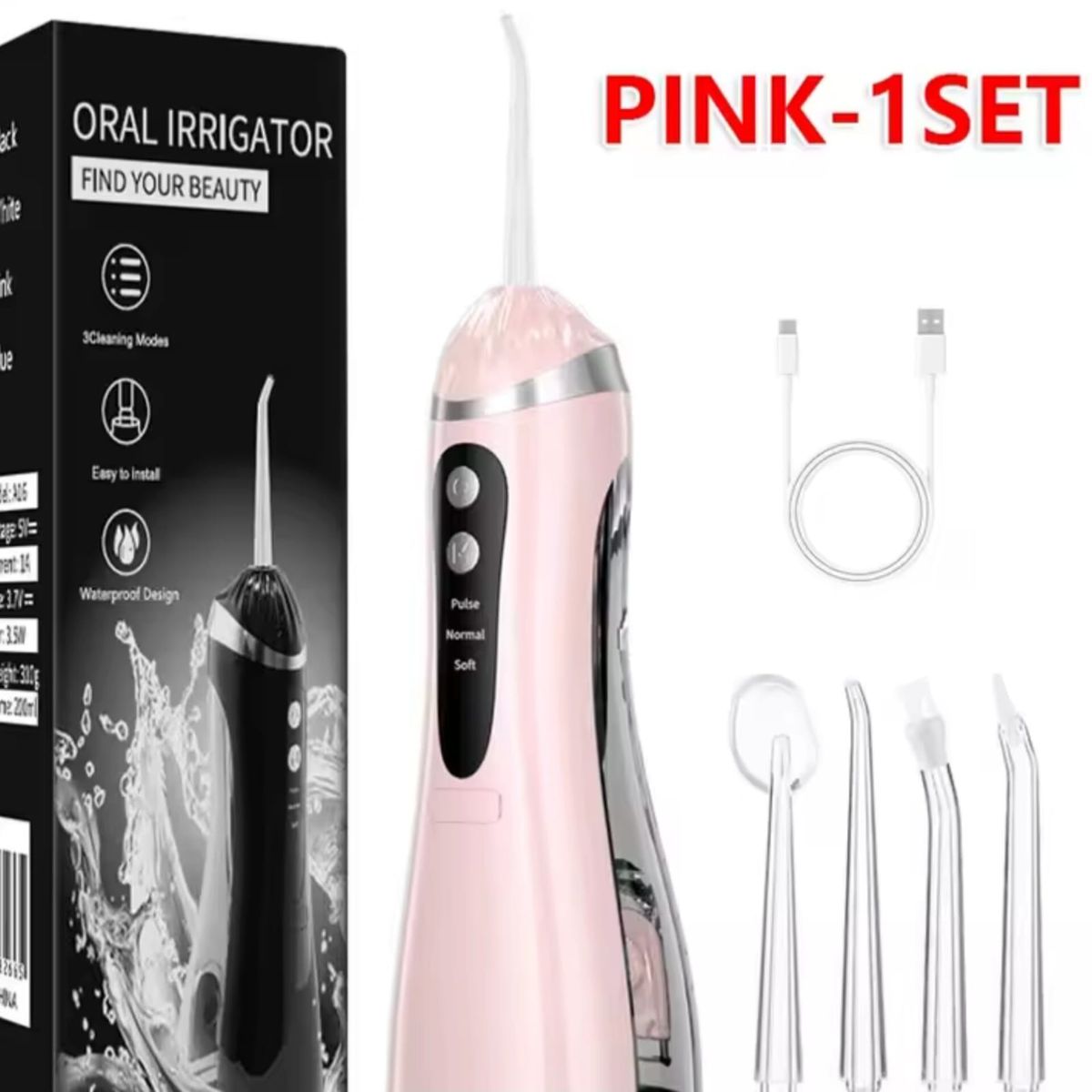 OEM - IRRIGADOR BUCAL DENTAL PORTATIL MAXIMA LIMPIEZA PROFESIONAL RECARGABLE ROSADO