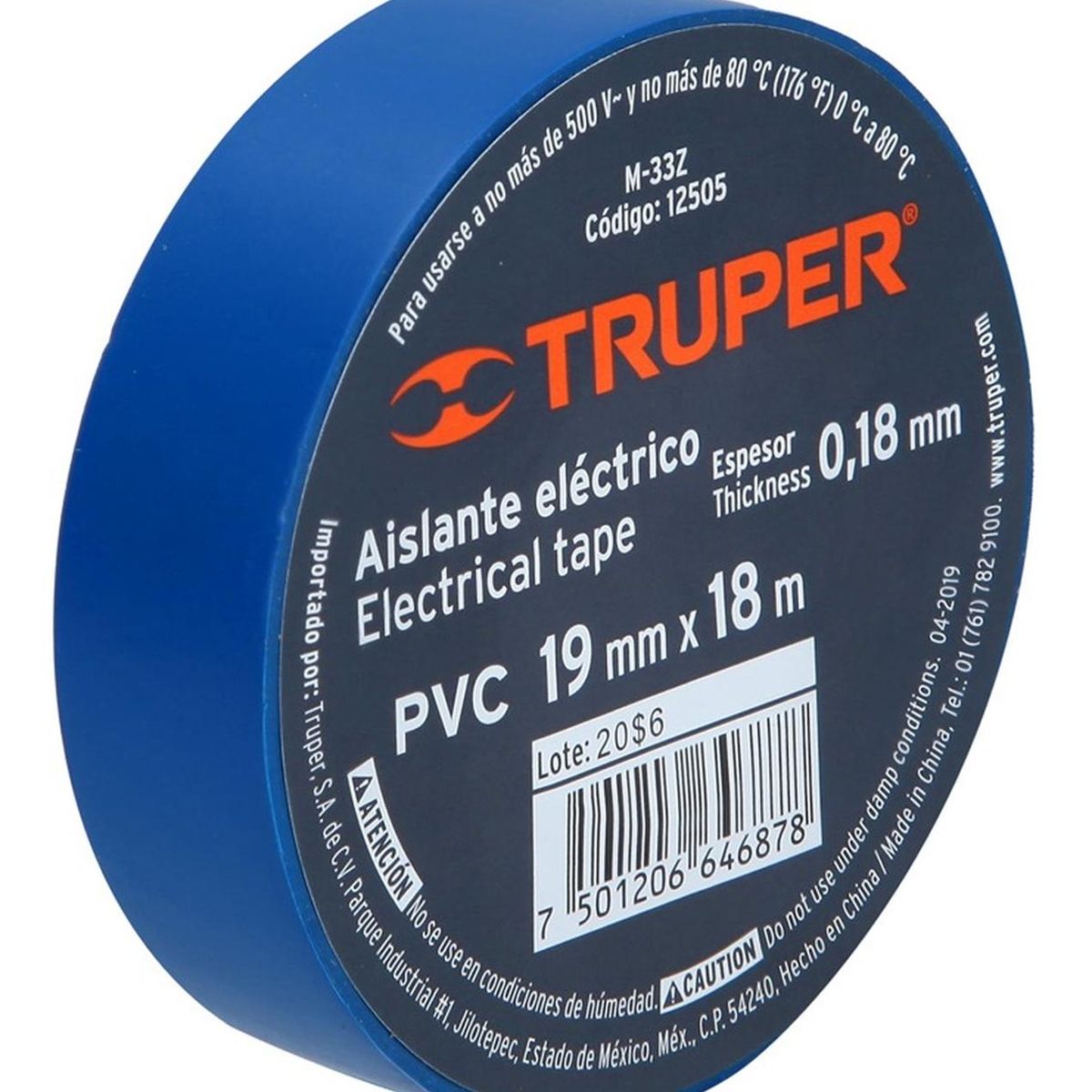TRUPER - Cinta aislante azul 19 mm  x 18 m truper 12505