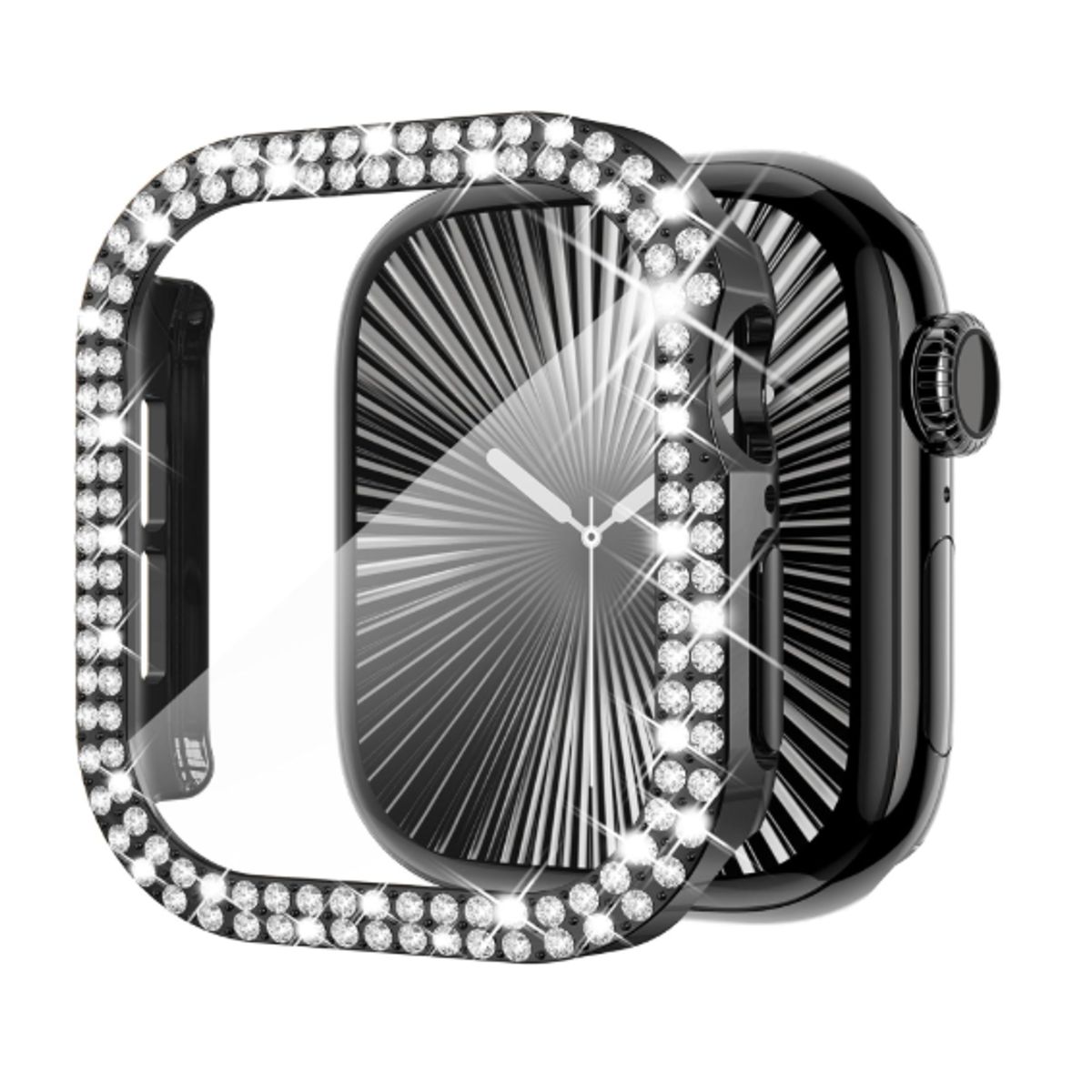 GENERICO - Bumper para Apple Watch Doble Fila Diamante 44mm - NEGRO