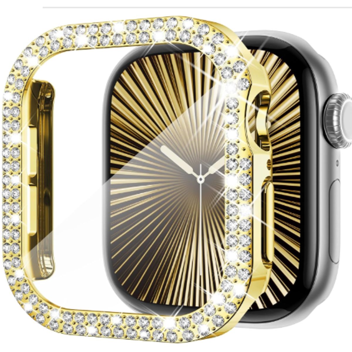 GENERICO - Bumper para Apple Watch Doble Fila Diamante 44mm - DORADO
