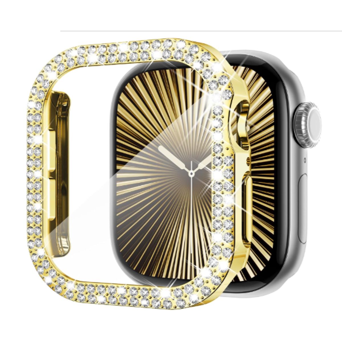 GENERICO - Bumper para Apple Watch Doble Fila Diamante 44mm - DORADO