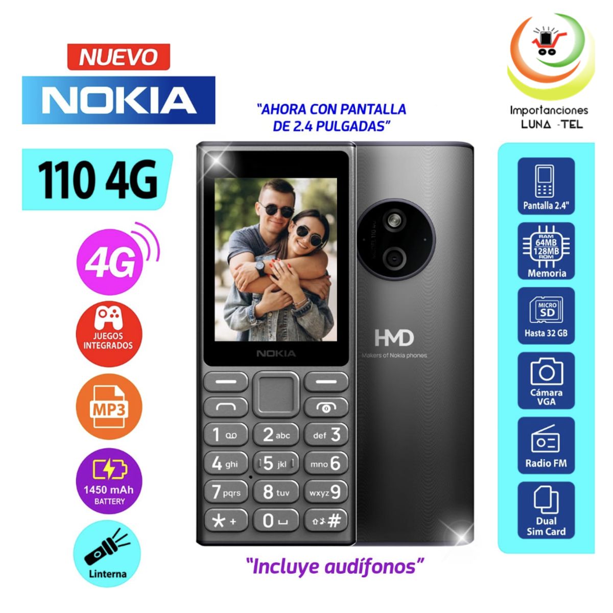 NOKIA - CELULAR NOKIA 110 4G COLOR NEGRO TITANIUM