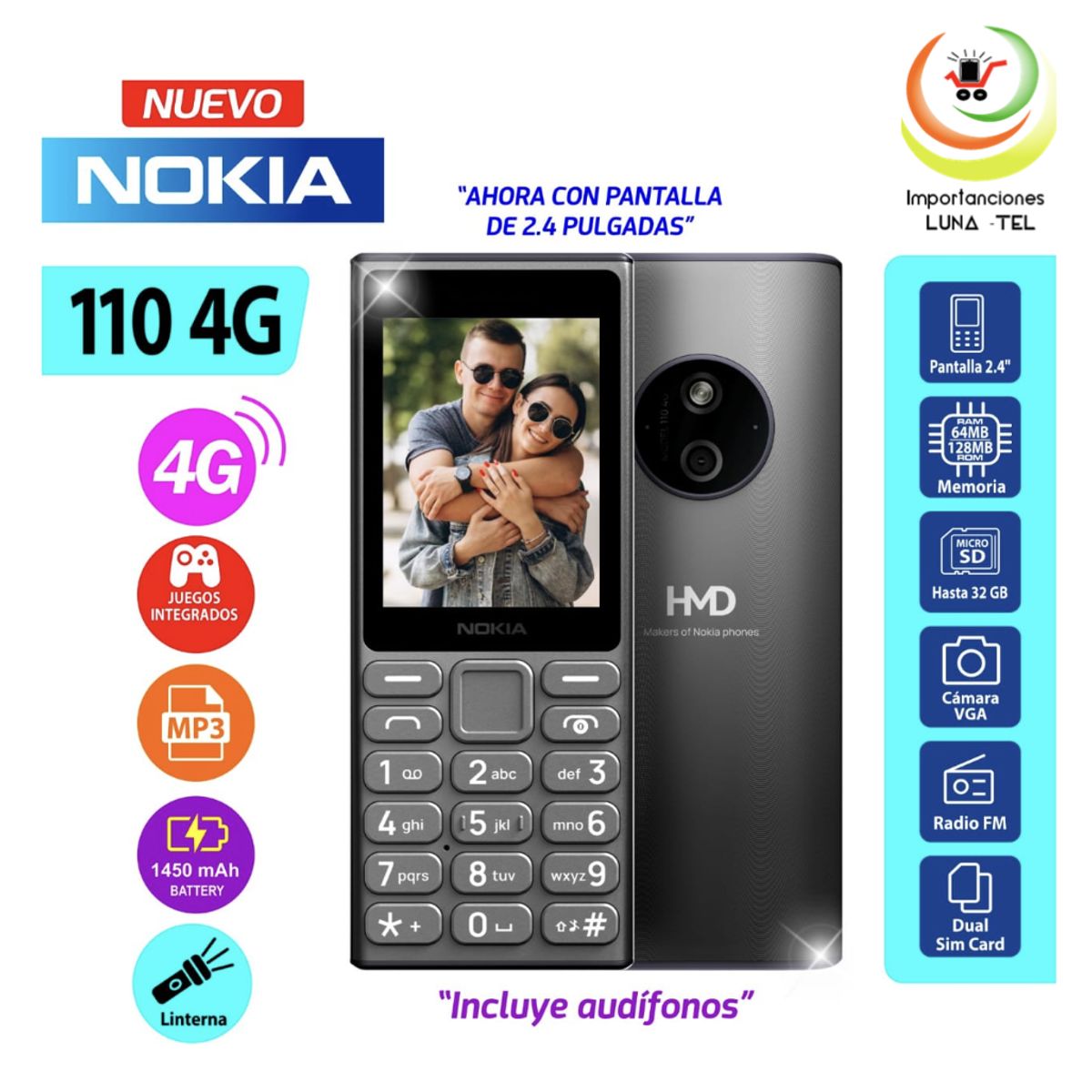 NOKIA - CELULAR NOKIA 110 4G COLOR NEGRO TITANIUM
