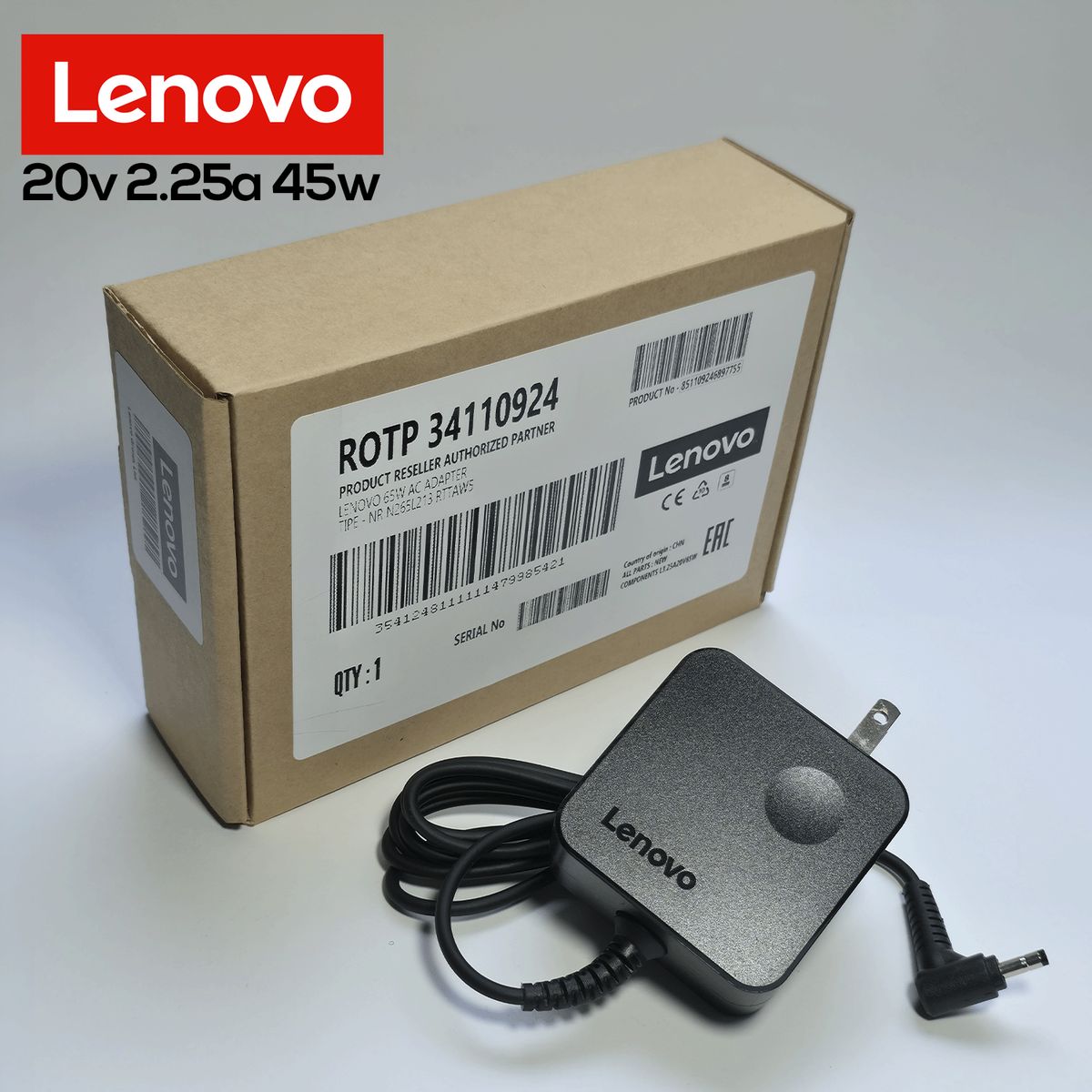 LENOVO - CARGADOR LENOVO 45w 20v NUEVO - ORIGINAL