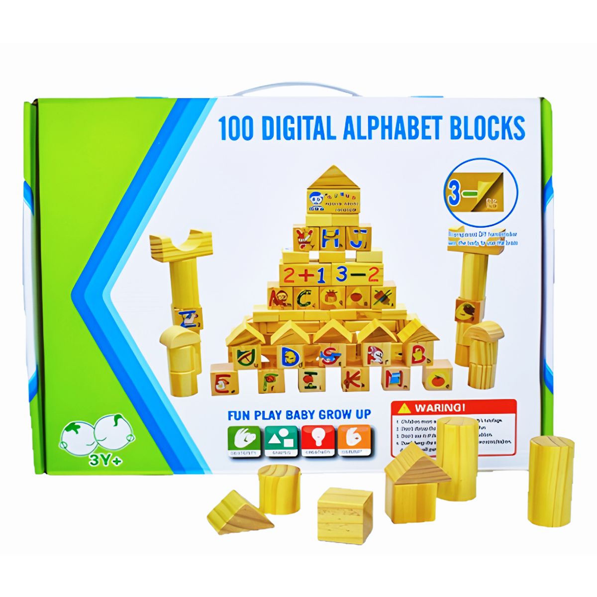 GENERICO - Bloques de Construcción Montessori 100 Piezas de Madera Educativos