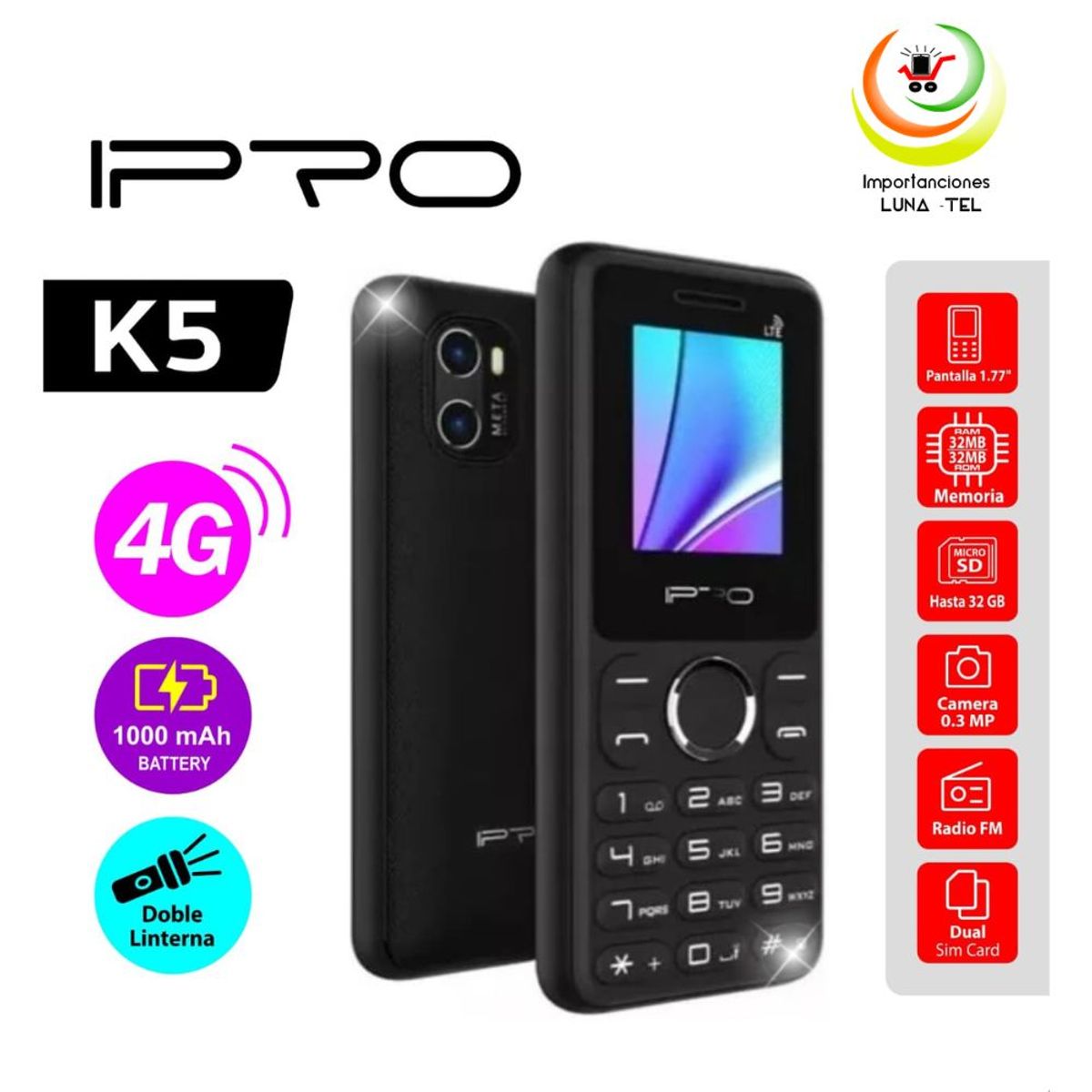 IPRO - CELULAR BASICO IPRO K5 4G DUAL SIM - NEGRO
