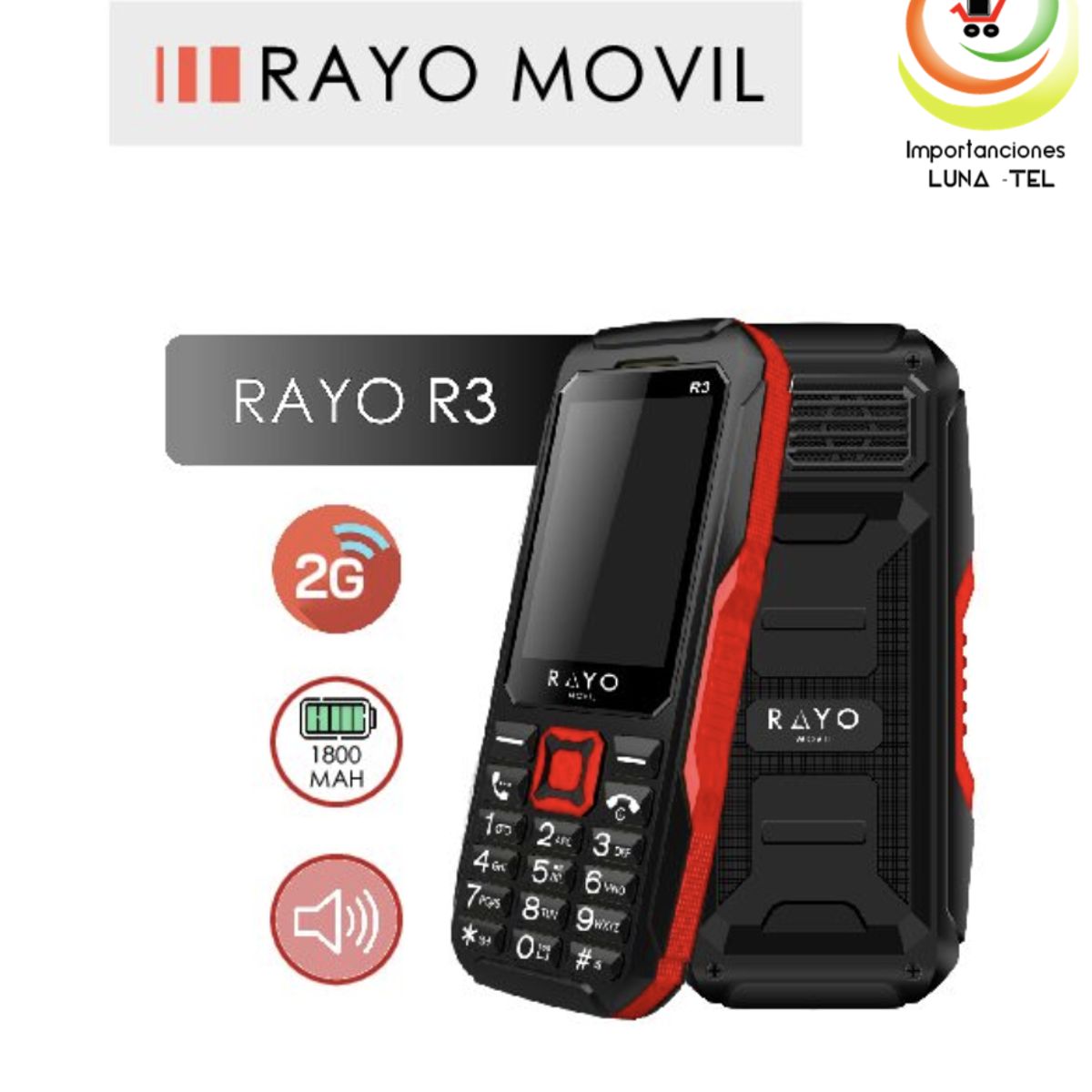 GENERICO - CELULAR RAYO R3 2G BATERIA DE 1800