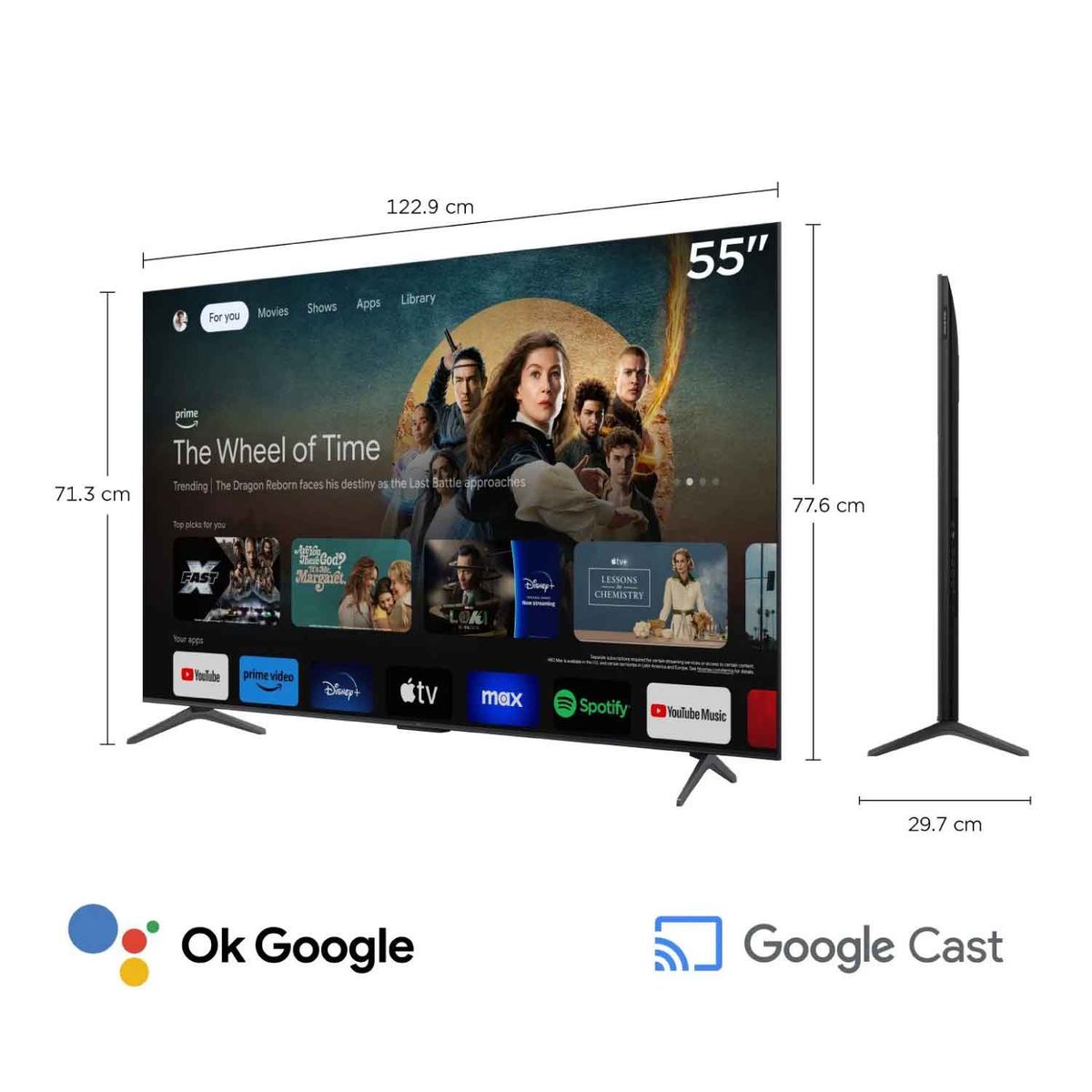 TCL - Televisor TCL 55" Qd Miniled 4K 55C6K Google TV 2025