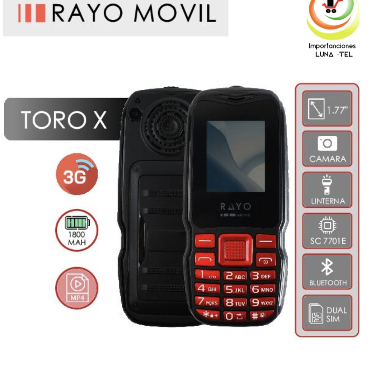 GENERICO - CELULAR RAYO TORO X 3G BATERIA DE 1800