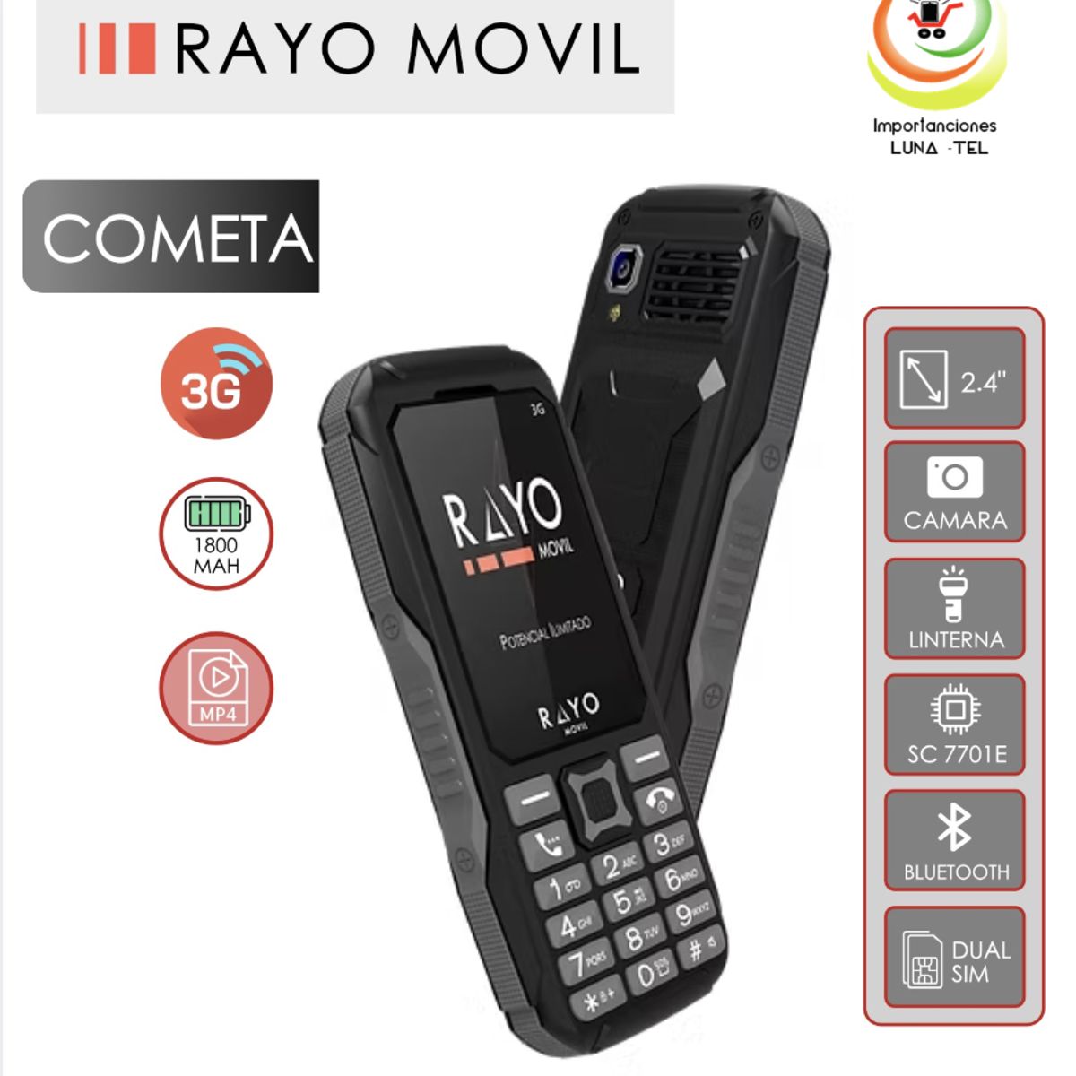 GENERICO - CELULAR RAYO COMETA  3G BATERIA DE 1800