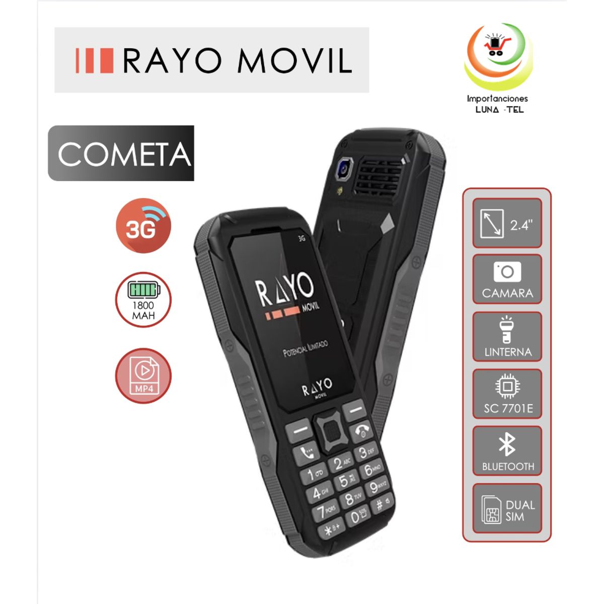 GENERICO - CELULAR RAYO COMETA  3G BATERIA DE 1800