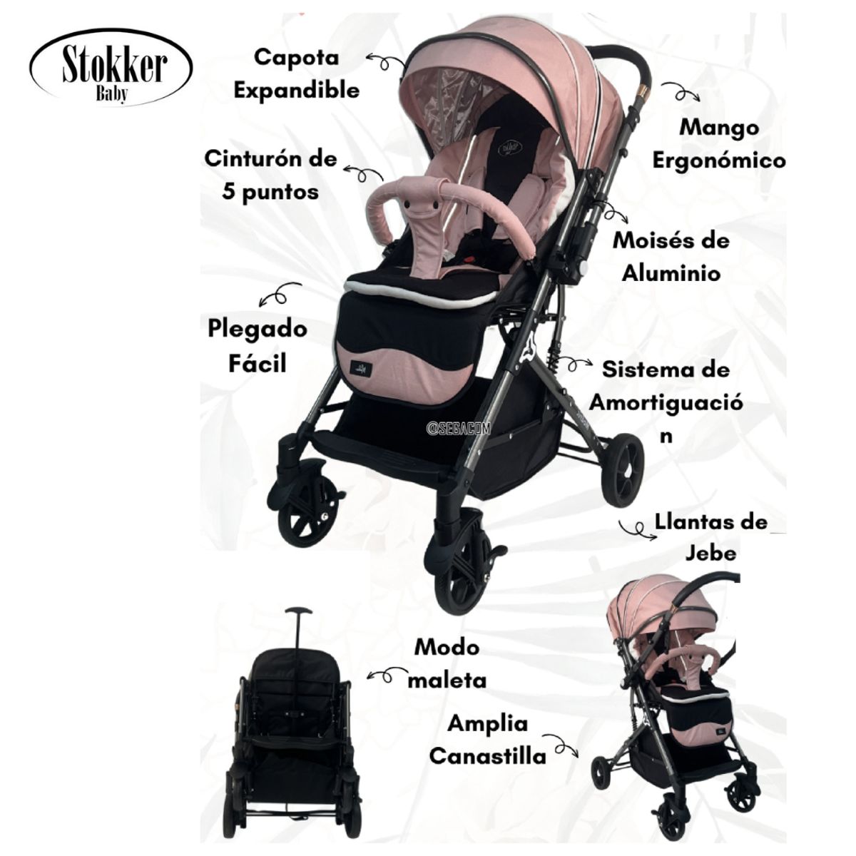 Stokker Baby - Coche Maleta Plegable Stokker Baby -MODRIC- Rosado