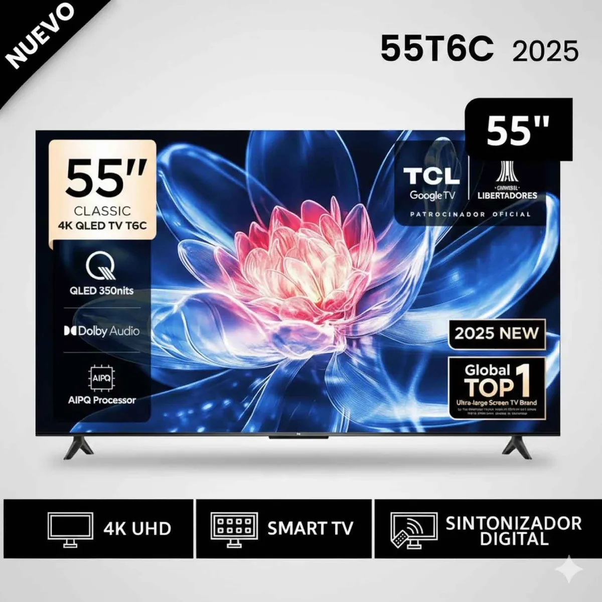 TCL - Televisor TCL 55 QLED Smart UHD 4K Google Tv 55T6C