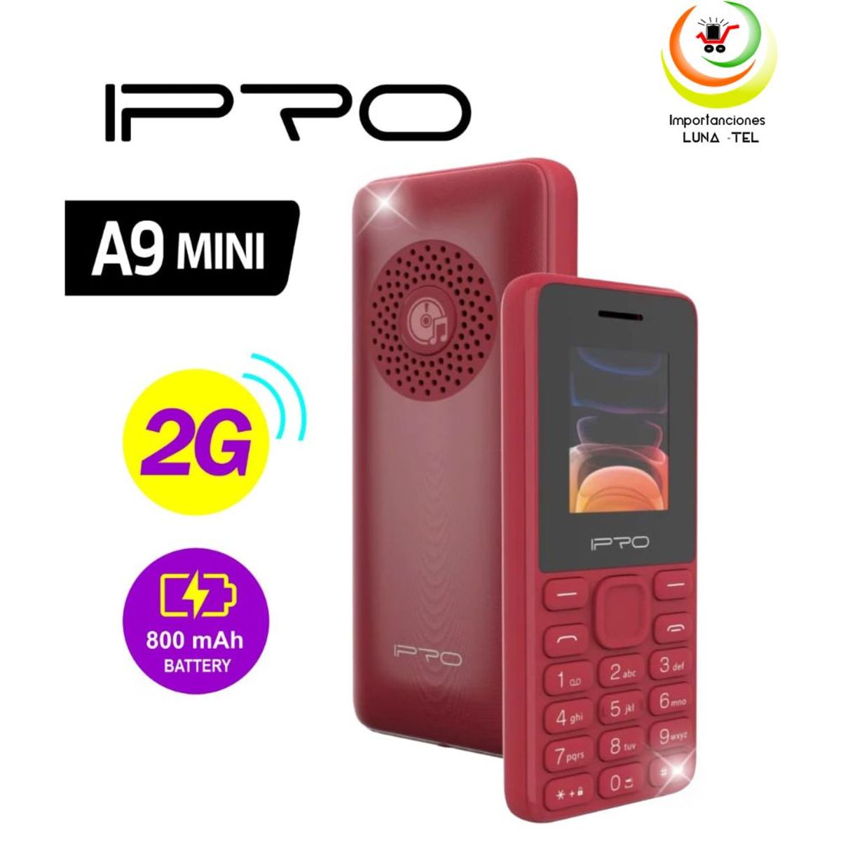 IPRO - CELULAR BASICO IPRO A9 MINI  2G DUAL SIM -ROJO