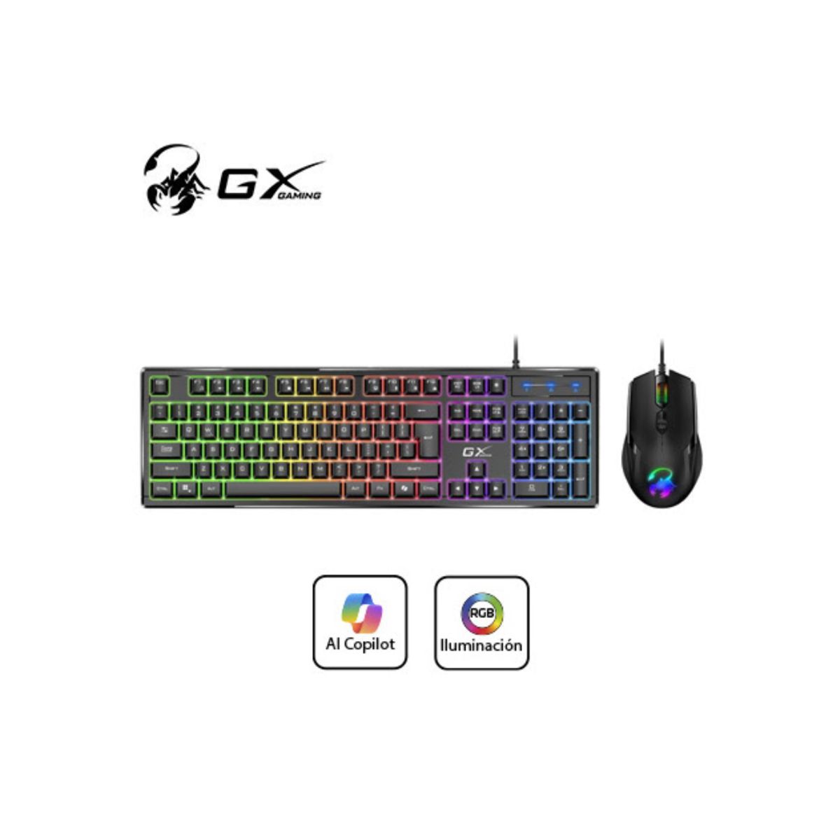 GENIUS - TECLADO GENIUS + MOUSE GX SCORPION KM-GX6 AI COPILOT RGB 19 TECLAS ANTI-GHOSTING 3200DPI NEGRO