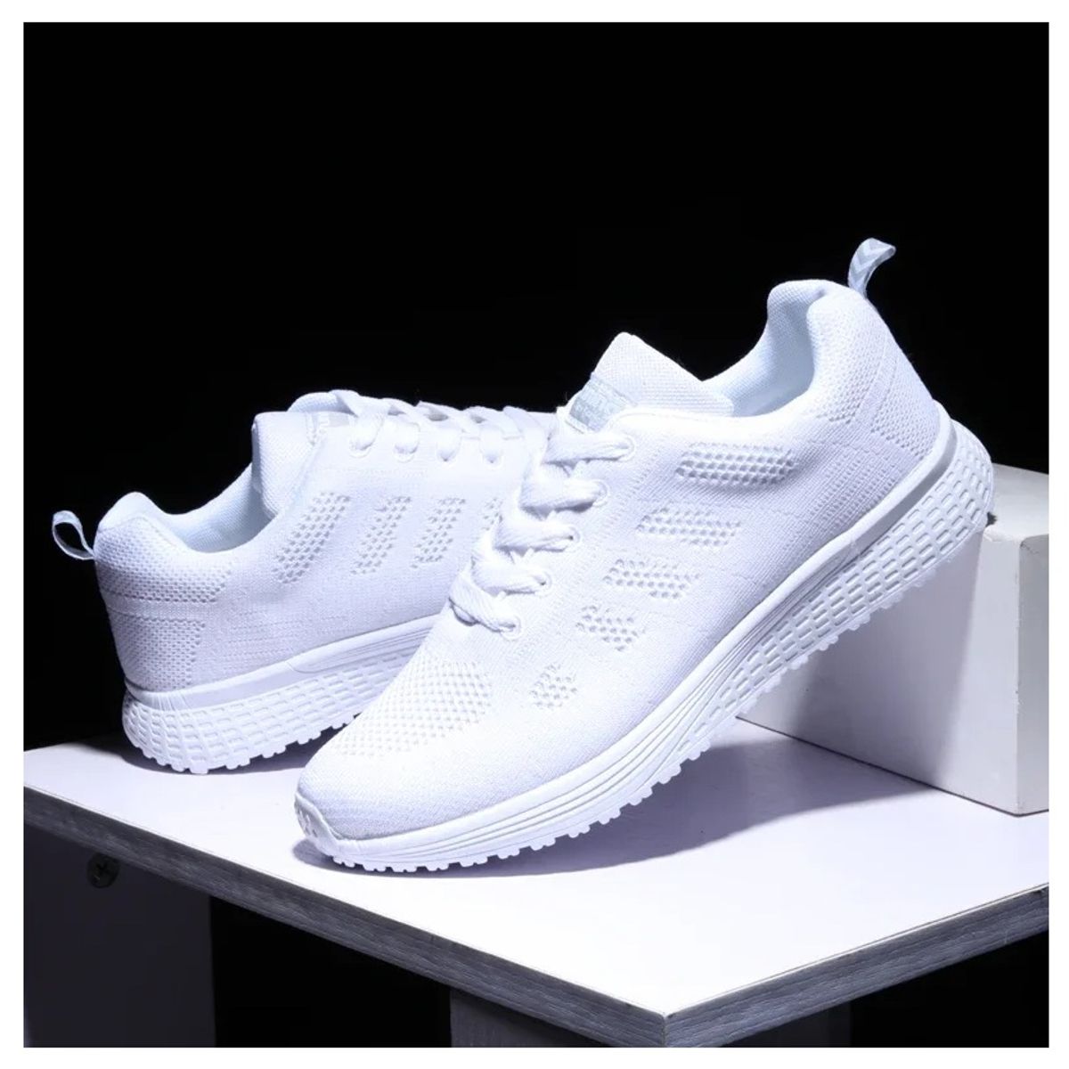 GENERICO - ZAPATILLAS BLANCAS COLEGIO MESH LIGERAS RUNNING DEPORTE GYM ESCOLAR VERANO NAVIDAD CALZADO GENIEKA