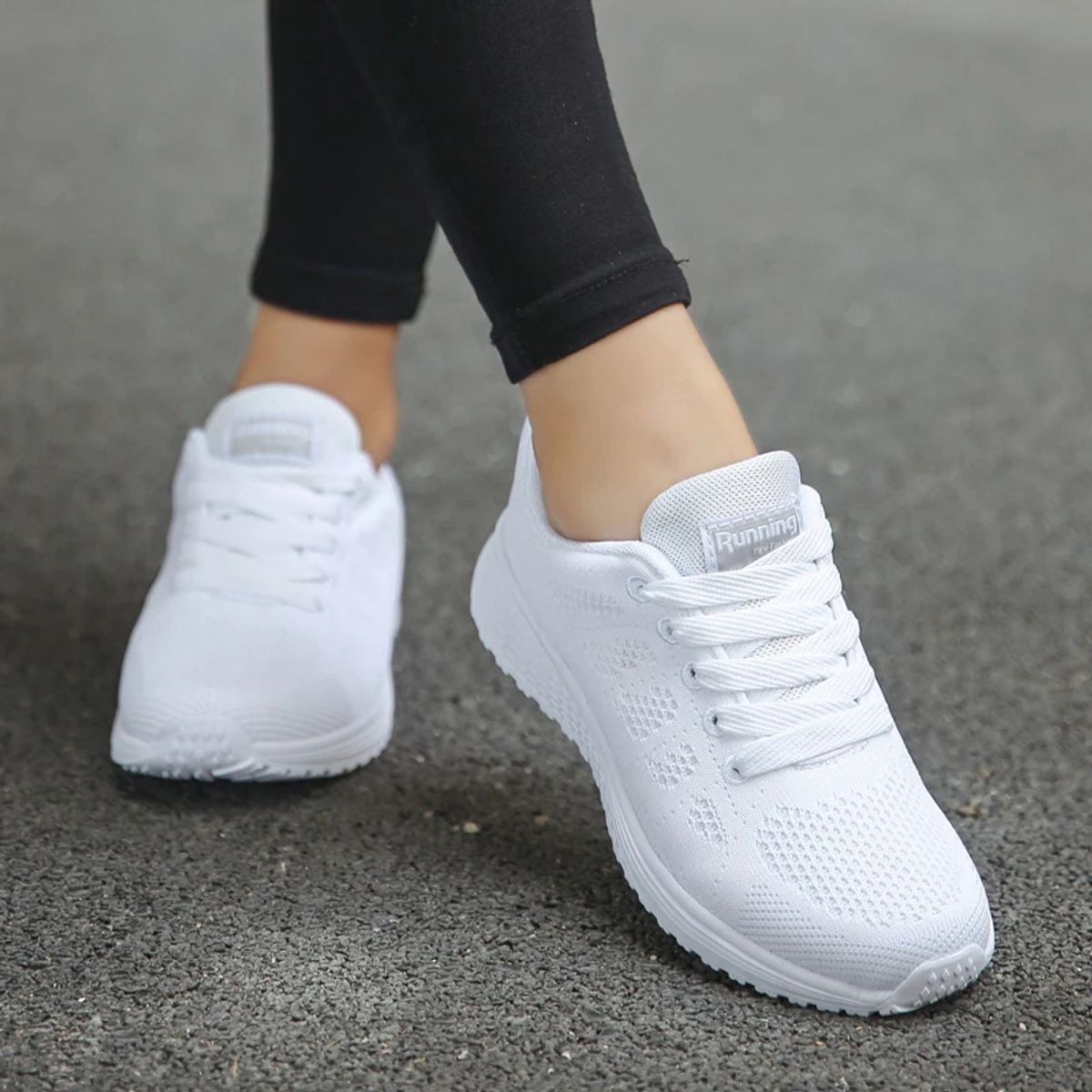 GENERICO - ZAPATILLAS BLANCAS COLEGIO MESH LIGERAS RUNNING DEPORTE GYM ESCOLAR VERANO NAVIDAD CALZADO GENIEKA