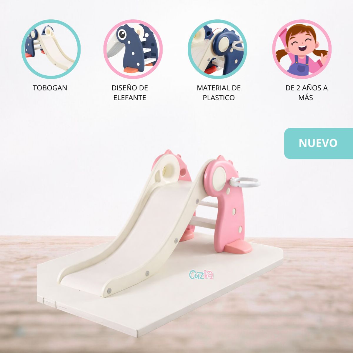 CUZKA - Tobogán con Aro de Baloncesto para Niños «VALANGA» Pink