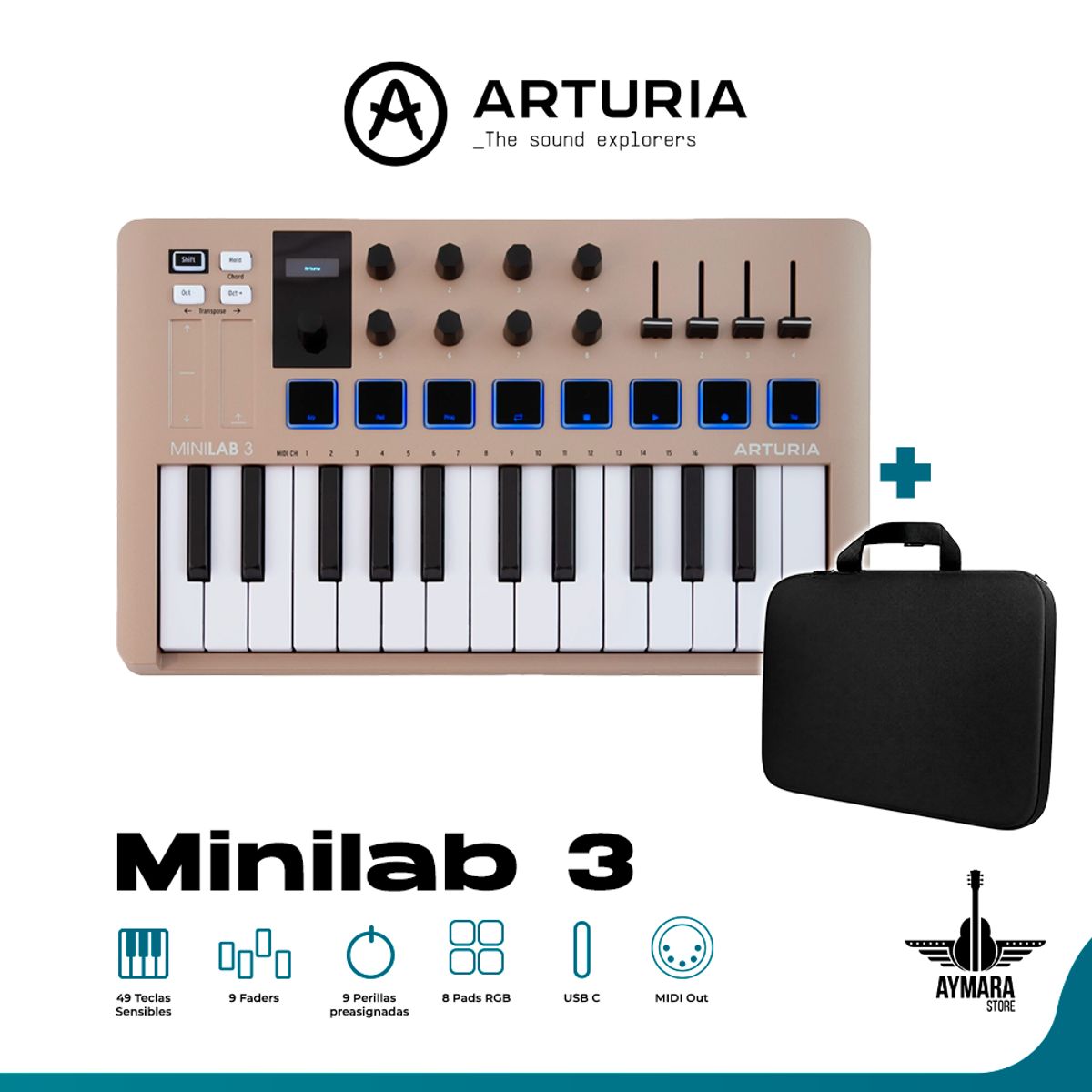 ARTURIA - ARTURIA MINILAB 3 CHAMPAGNE CONTROLADOR MIDI