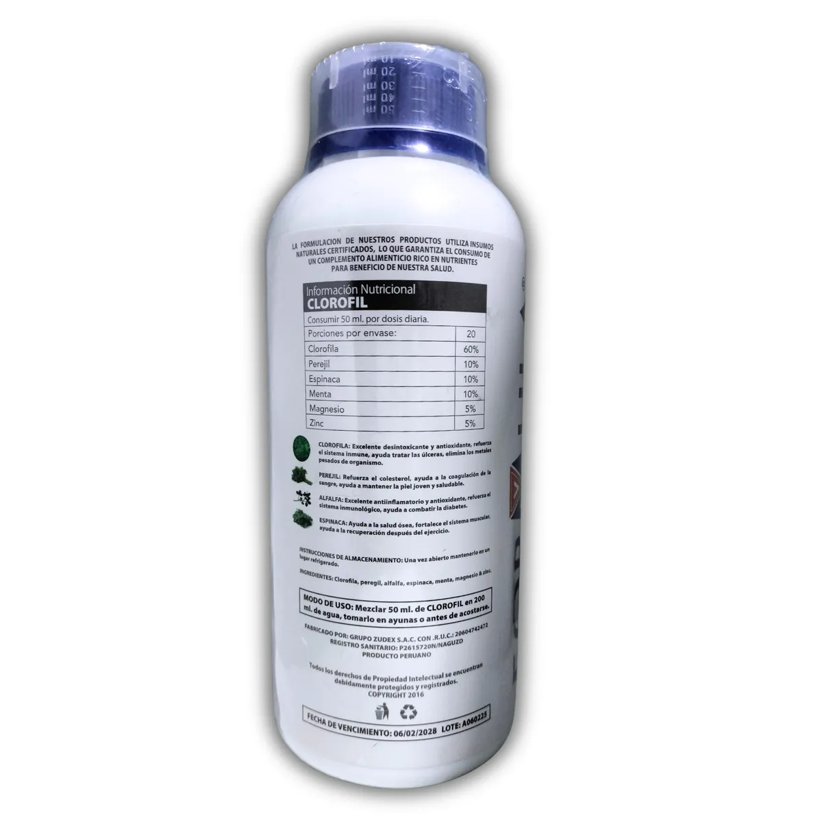 GENERICO - 1 LITRO CLOROFILA LÍQUIDA CONCENTRADA PARA DESINTOXICAR SANGRE Y PIEL - DETOX VERDE