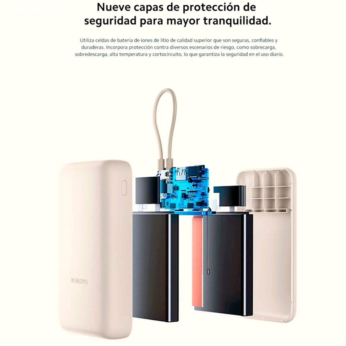XIAOMI - Xiaomi Power Bank 20000mAh 33W con Cable Integrado Beige
