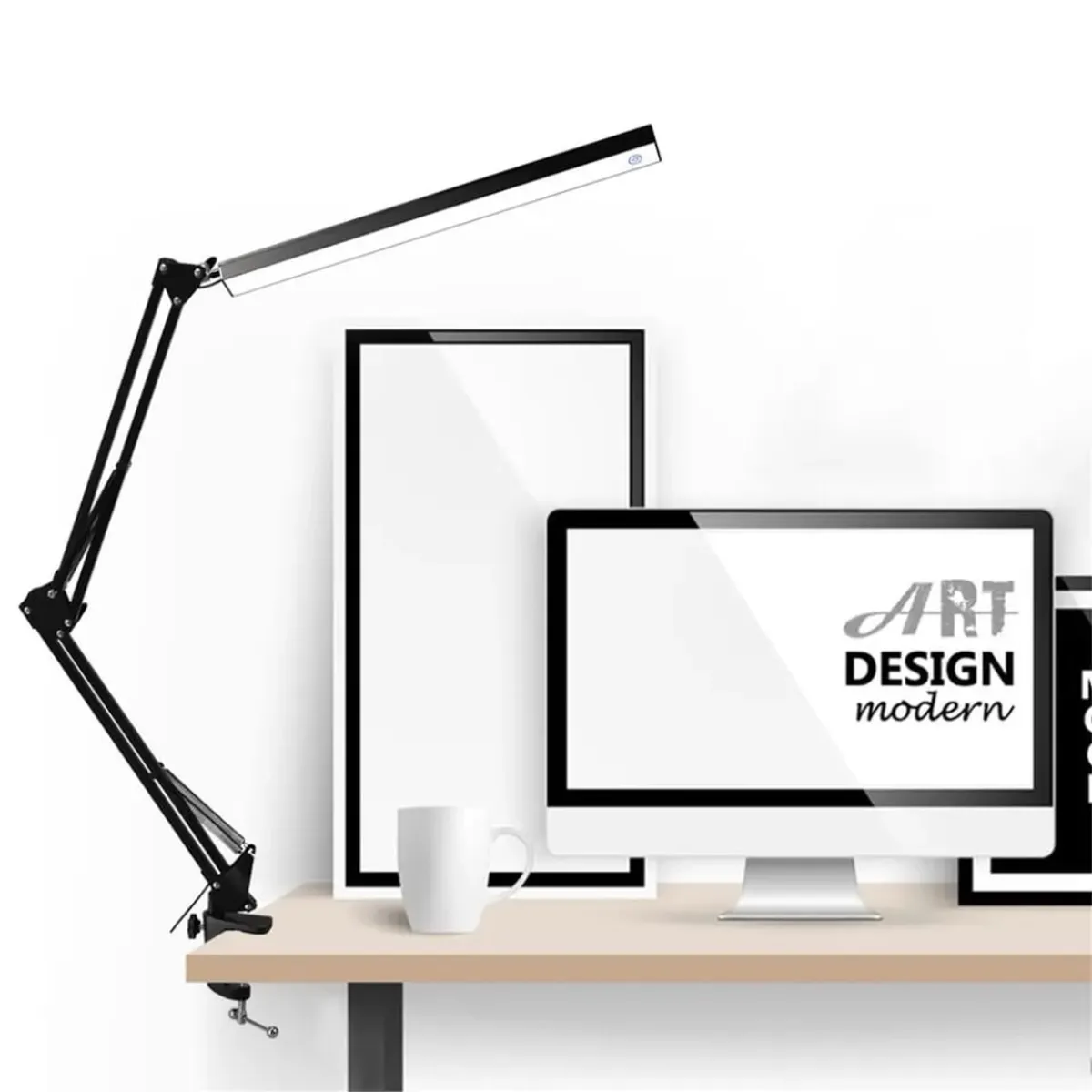 SEISA - Lámpara De Escritorio Luz Led De Metal Con Brazo Ajustable Giratorio